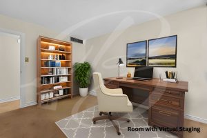 Bedroom Virtually Staged as Home Office