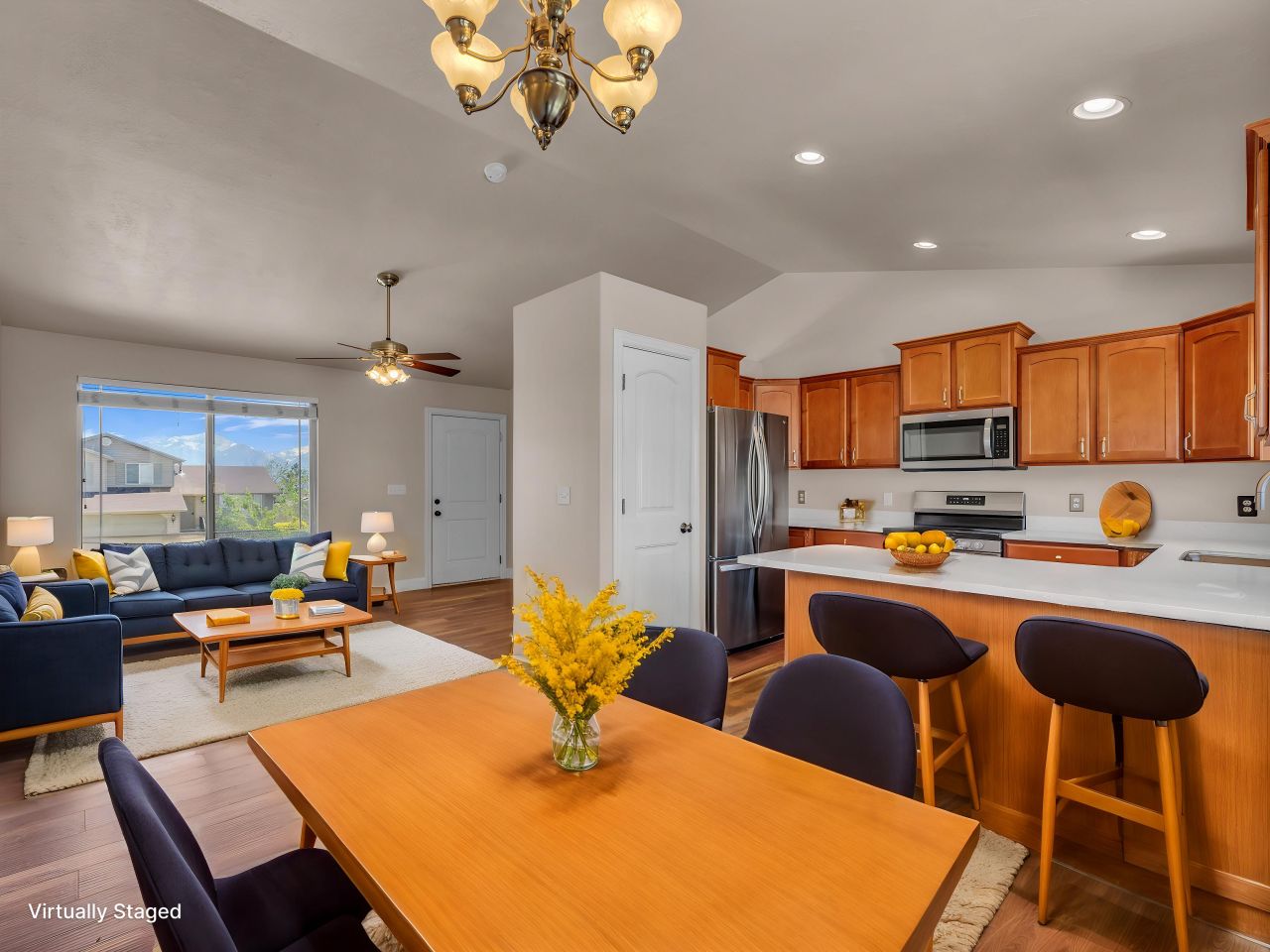 Adventure Way living roon and kitchen virtually staged
